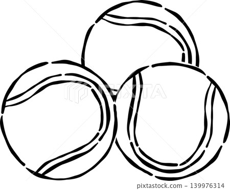 Group of Tennis Balls Outline Whimsical Hand Drawn Group of Tennis Balls Outline Whimsical Hand Drawn 139976314