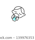 Illustration of a child drinking water 139976353