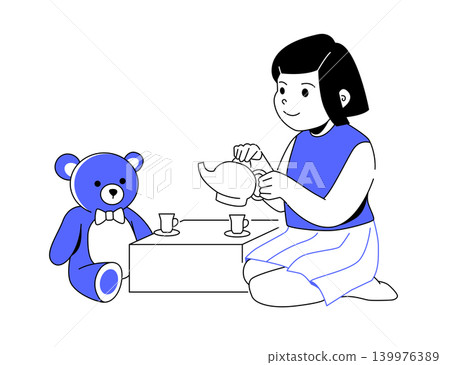 Girl Playing with Toys - Colorful Flat Design Illustration Girl Playing with Toys - Colorful Flat Design Illustration 139976389