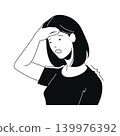 Worried Female - black and white flat design illustration 139976392