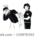 Male Afraid of Injection - black and white flat design illustration 139976393