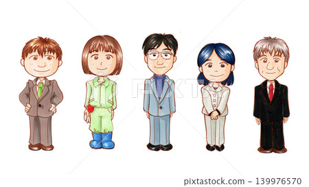不同職業成年人的站姿插圖。 139976570