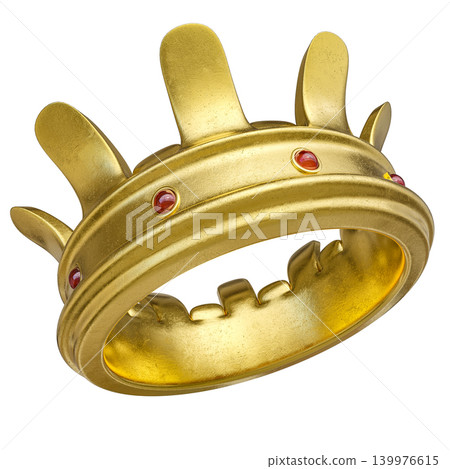 Golden crown with ruby jewels isolated 3d Golden crown with ruby jewels isolated 3d 139976615