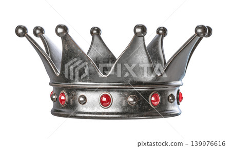 Silver medieval crown 3d isolated 139976616