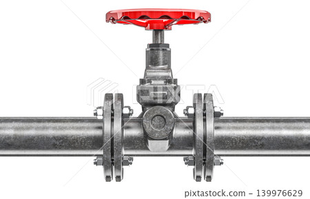 Industrial gas pipeline valve 3d transparent background 139976629