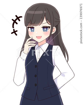 A long-haired office lady with a mean laugh. A long-haired office lady with a mean laugh. 139976971