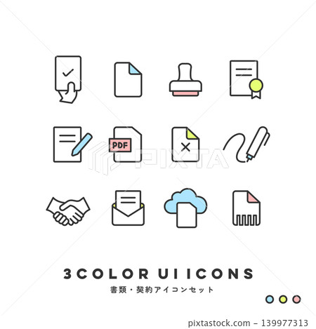 3-color icon set (documents/contracts) 3-color icon set (documents/contracts) 139977313