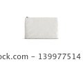 Blank canvas beautician with zipper mock up png, transparent background, 3d rendering. Empty fabric clutch mock up cut out. Clear accessory case for cosmetic or pencil. Eco beauty pouch template. 139977514