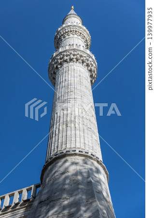 Tall minaret of Iconic Blue Mosque in Istanbul Tall minaret of Iconic Blue Mosque in Istanbul 139977935