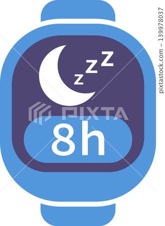 Smartwatch Sleep Tracker Icon with Night Mode and 8 Hours Sleep Display Smartwatch Sleep Tracker Icon with Night Mode and 8 Hours Sleep Display 139978037