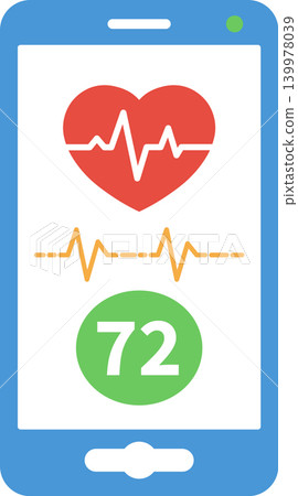 Mobile Health App Heart Rate Monitor Icon with Smartphone Interface Mobile Health App Heart Rate Monitor Icon with Smartphone Interface 139978039