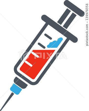 Medical Syringe Injection Icon with Blood Drop, Flat Vector Illustration Medical Syringe Injection Icon with Blood Drop, Flat Vector Illustration 139978358