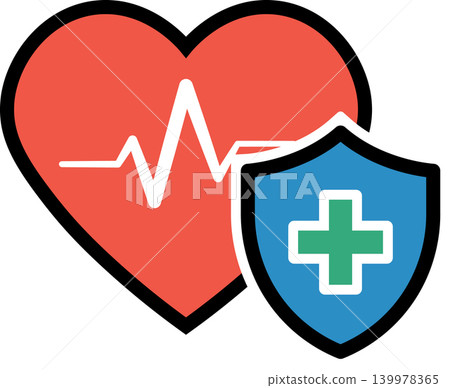 Heart Health Protection Shield with Medical Cross Icon Heart Health Protection Shield with Medical Cross Icon 139978365