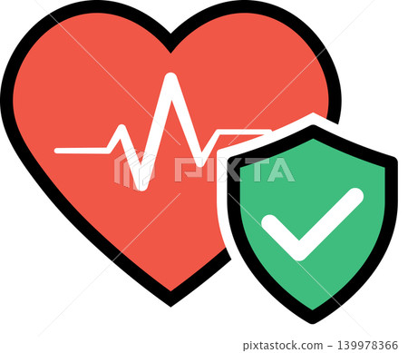 Heart Health Protection Shield with Check Mark Icon Heart Health Protection Shield with Check Mark Icon 139978366