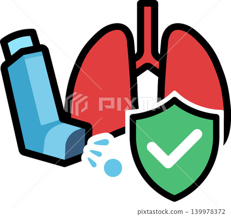 Asthma Inhaler and Lung Protection Respiratory Health Icon Asthma Inhaler and Lung Protection Respiratory Health Icon 139978372