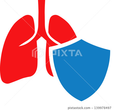 Lung Protection Icon with Shield for Respiratory Health Concept Lung Protection Icon with Shield for Respiratory Health Concept 139978497