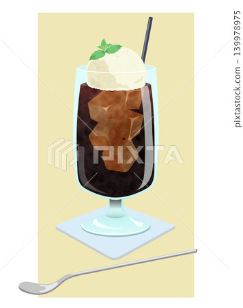 An illustration of a coffee float in a coffee shop style. An illustration of a coffee float in a coffee shop style. 139978975
