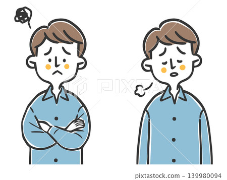 A depressed man, upper body, vector. A depressed man, upper body, vector. 139980094