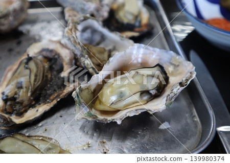 Grilled oyster with shell Grilled oyster with shell 139980374