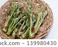 籃子裡的新鮮阿拉利亞嫩芽（野生蔬菜） 139980430