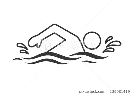 Line icon of a person swimming Line icon of a person swimming 139981419