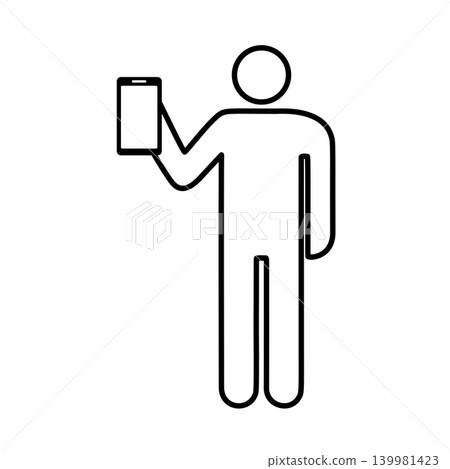 A person showing their smartphone and their LINE icon A person showing their smartphone and their LINE icon 139981423