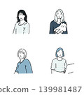 Businesswoman Avatar Upper Body - Stylish Simple Line Drawing Icon Set Vector Illustration Material 139981487