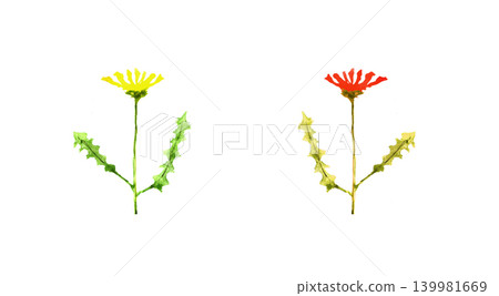 This is a dandelion painted in watercolor. 139981669