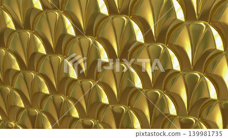 Luxurious Golden Scallop Wall Texture 3d render. Luxurious Golden Scallop Wall Texture 3d render. 139981735
