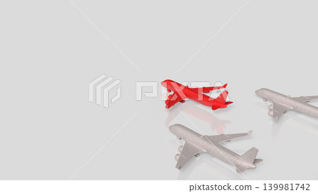 Red Leader Airplane In Minimal Formation 3d render. Red Leader Airplane In Minimal Formation 3d render. 139981742