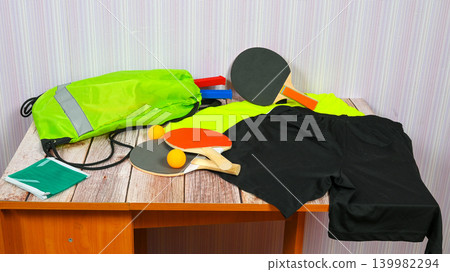 equipment for table tennis on the table equipment for table tennis on the table 139982294