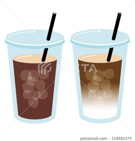 Illustrations of iced coffee and iced cafe latte Illustrations of iced coffee and iced cafe latte 139982375