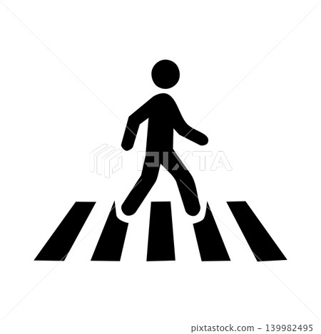 Icon illustration of a person crossing a pedestrian crossing 139982495