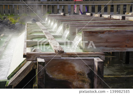 Steam rising from the Yubatake hot spring area of Kusatsu Onsen. Steam rising from the Yubatake hot spring area of Kusatsu Onsen. 139982585