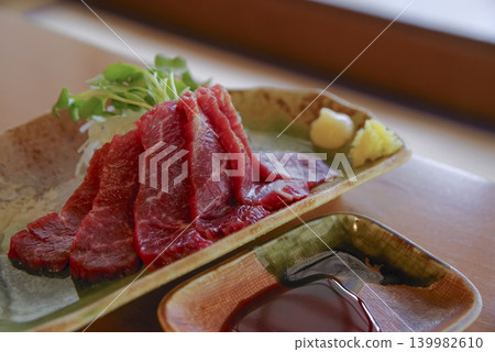 Fresh and delicious-looking lean horse sashimi Fresh and delicious-looking lean horse sashimi 139982610