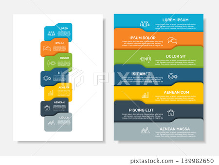Modern business infographic template with seven steps, abstract text and creative web data visualization. Vector illustration. Modern business infographic template with seven steps, abstract text and creative web data visualization. Vector illustration. 139982650