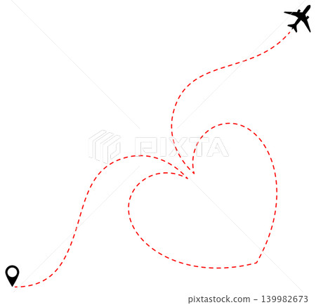 Dotted Heart Airplane Route 139982673