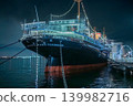 Yokohama Port night view and the Hikawa Maru 139982716