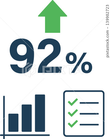 Business Growth KPI Icon Showing 92 Percent Increase with Performance Chart and Checklist Success Business Growth KPI Icon Showing 92 Percent Increase with Performance Chart and Checklist Success 139982723