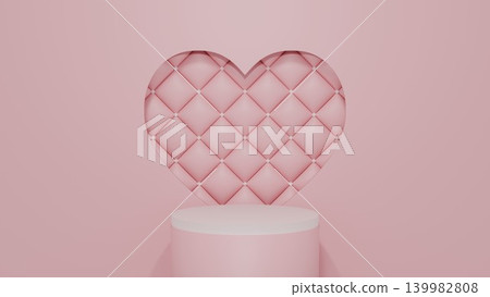 Abstract background with a heart-shaped window and quilted fabric. Elegant wallpaper illustration in pink. Abstract background with a heart-shaped window and quilted fabric. Elegant wallpaper illustration in pink. 139982808