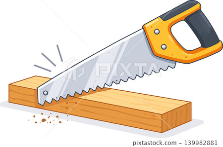 Hand Saw Cutting Wood Icon Carpentry Tool Illustration for Construction and DIY Work Hand Saw Cutting Wood Icon Carpentry Tool Illustration for Construction and DIY Work 139982881