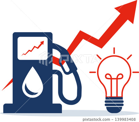 Rising Energy Cost Impact Fuel Price Increase and Electricity Cost Growth Concept Illustration Rising Energy Cost Impact Fuel Price Increase and Electricity Cost Growth Concept Illustration 139983408