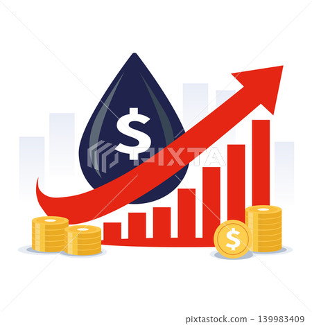 Oil Price Surge Growth Chart Rising Energy Cost and Financial Profit Increase Illustration Oil Price Surge Growth Chart Rising Energy Cost and Financial Profit Increase Illustration 139983409