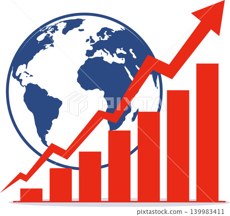 Global Economic Growth Chart World Market Trend with Rising Graph and Financial Increase Concept Global Economic Growth Chart World Market Trend with Rising Graph and Financial Increase Concept 139983411