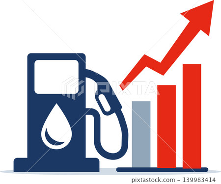Fuel Price Increase Chart Gas Pump Icon with Rising Cost and Energy Market Growth Illustration Fuel Price Increase Chart Gas Pump Icon with Rising Cost and Energy Market Growth Illustration 139983414
