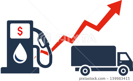 Fuel Price Impact on Trucking Rising Logistics Cost and Transportation Expense Growth Illustration Fuel Price Impact on Trucking Rising Logistics Cost and Transportation Expense Growth Illustration 139983415