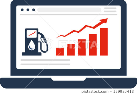 Fuel Price Dashboard Growth Gas Cost Increase Analytics on Laptop Screen Illustration Fuel Price Dashboard Growth Gas Cost Increase Analytics on Laptop Screen Illustration 139983418