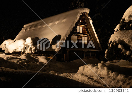 Nighttime illumination of Shirakawa-go, Gifu Prefecture 139983541