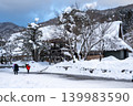 Snowscape of the Gassho-zukuri village in Shirakawa-go, Gifu Prefecture 139983590