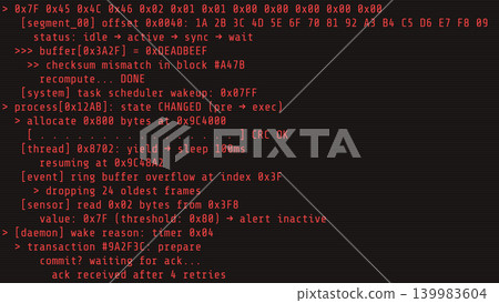 Abstract red programming code on black background horizontal vector Abstract red programming code on black background horizontal vector 139983604